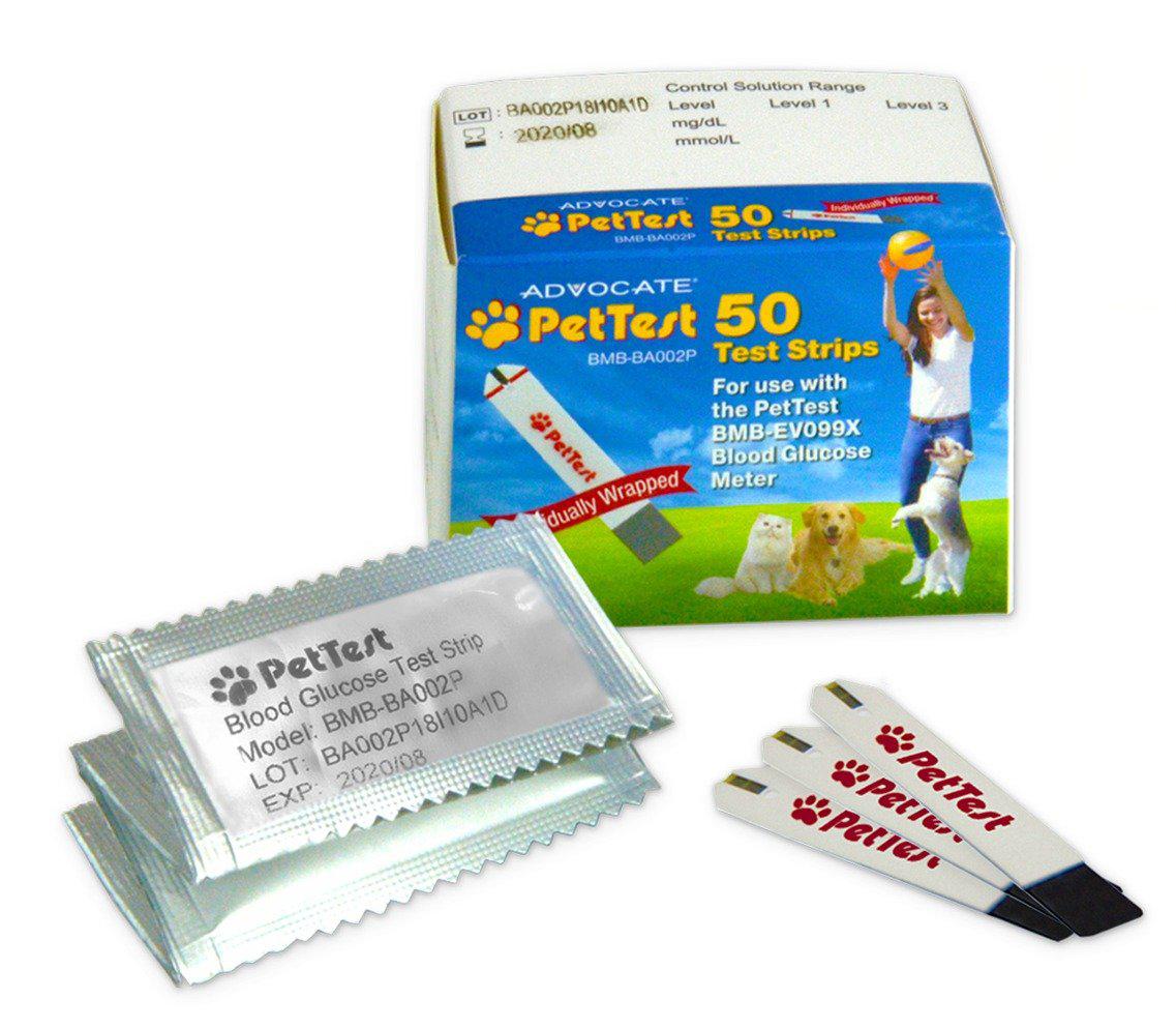 Advocate PetTest Dog & Cat Blood Glucose Foil Wrapped Test Strips 50 Count