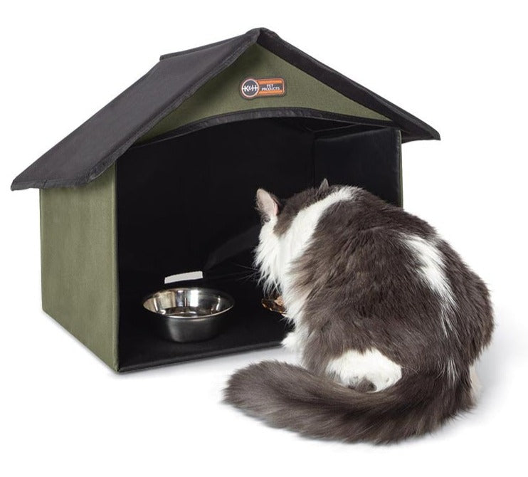 K&H Pet Products Outdoor Kitty Dining Room Green 14″ x 20″ x 16.5″ – KH4935