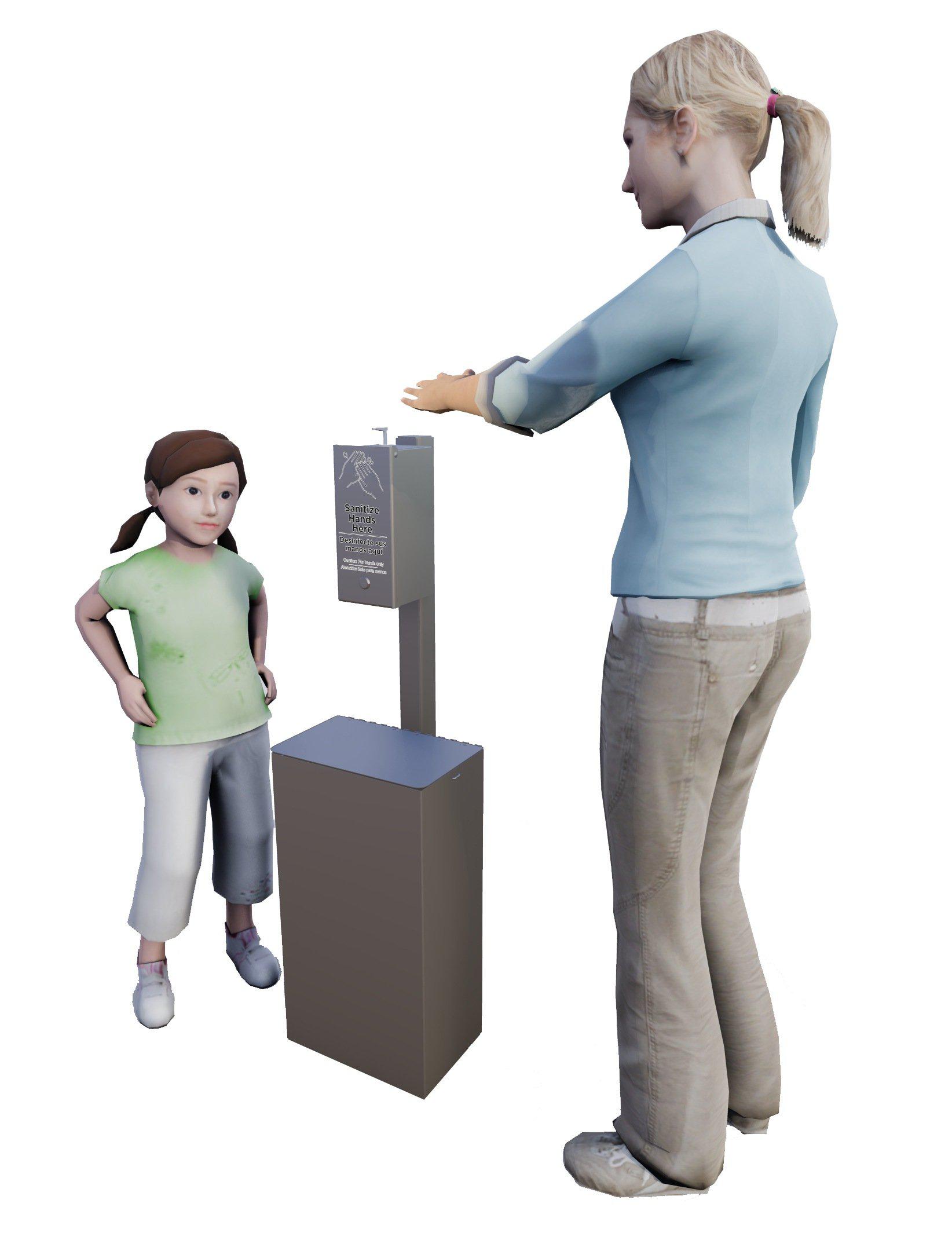 UltraSite Post Mounted Small Hand Sanitizer Station & Receptacle