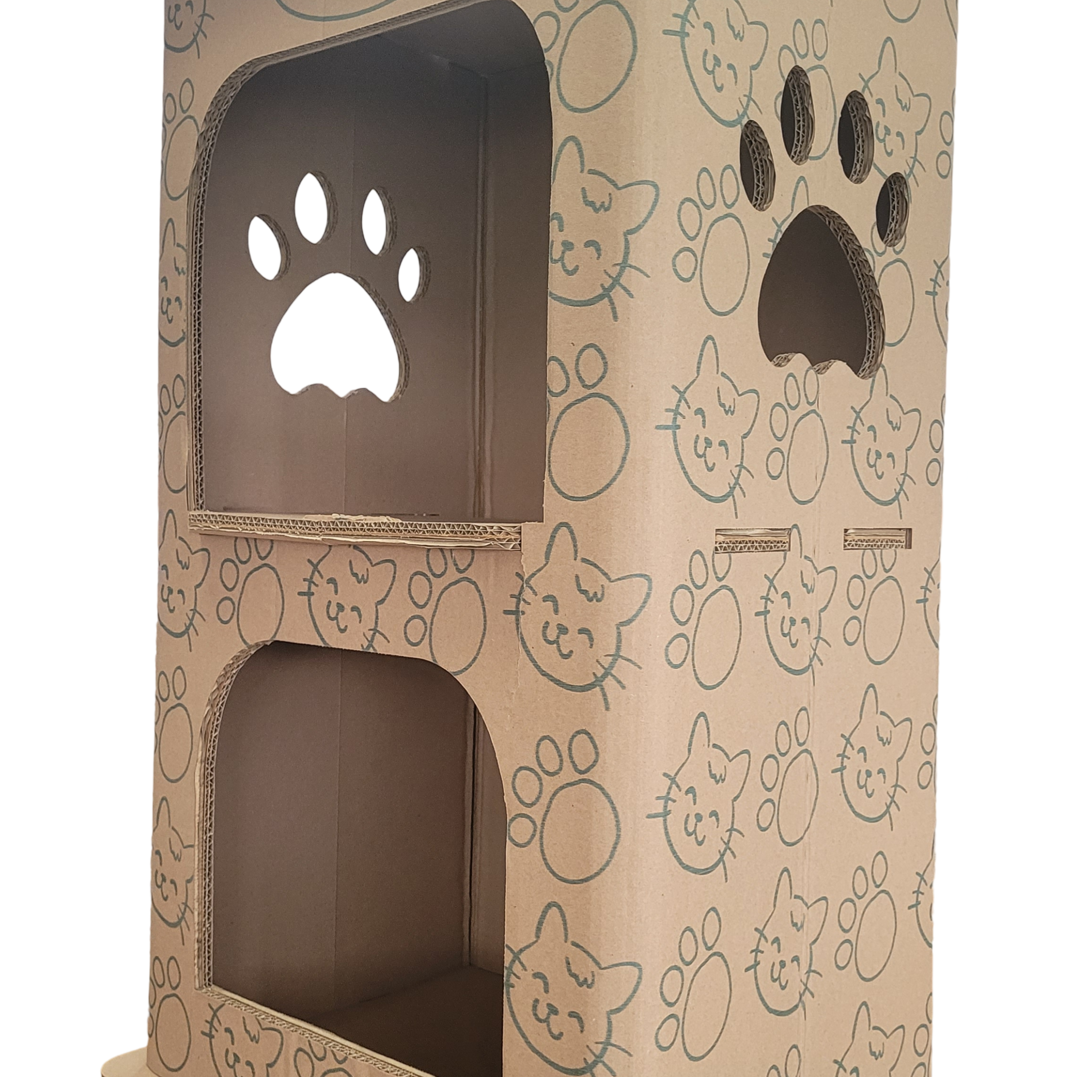 PetPro 2-Floor Cat House - Cardboard Condo for Cats with 15.7 x 20 x 32.6 Inches Dimensions, Durable Material, Easy Assembly, Safe for Pets