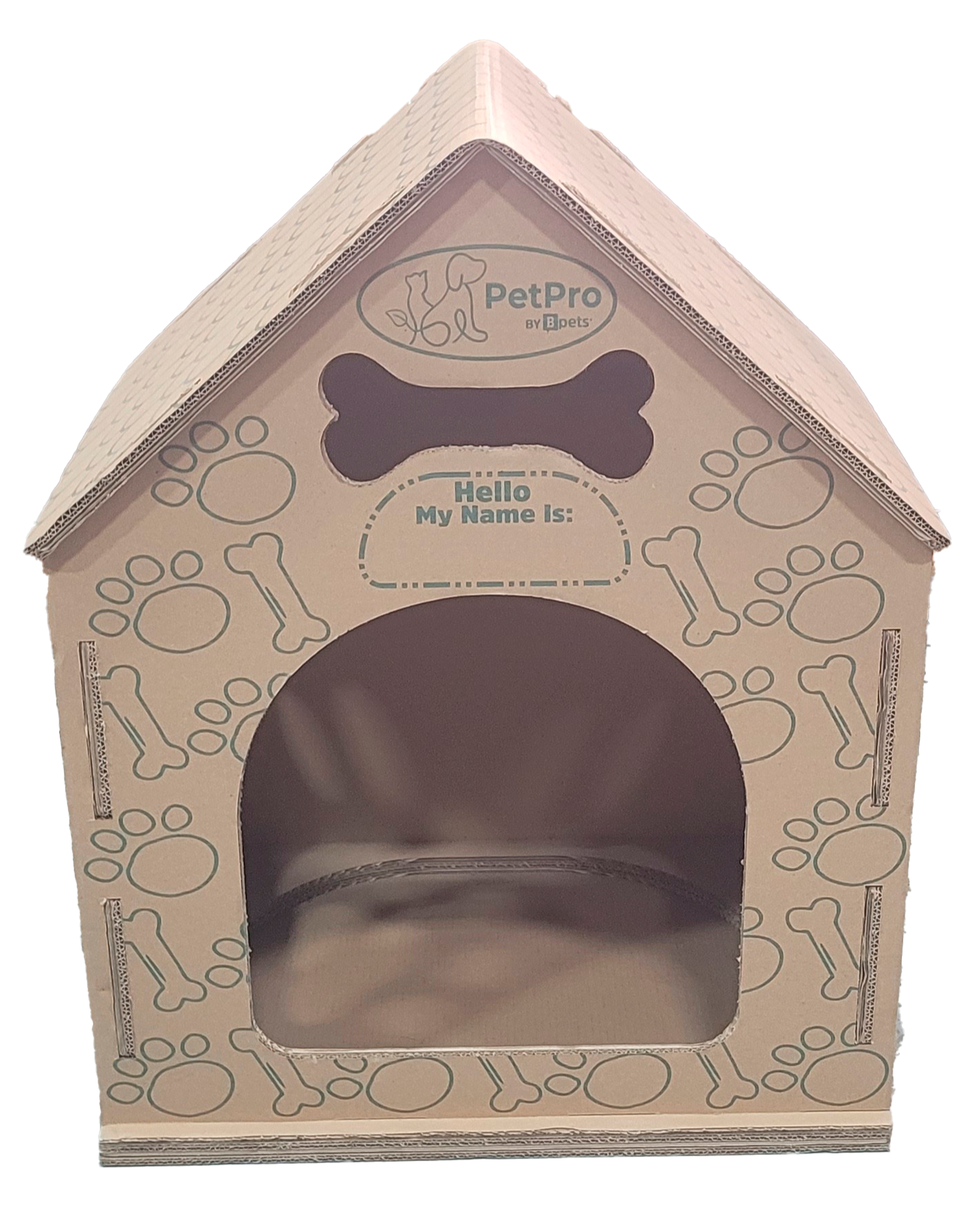 Cardboard Dog House No/Plush Bed Include Indoor, Modern Crate Alt., Sustainable Shelter. Large Dogs. Easy Assembly