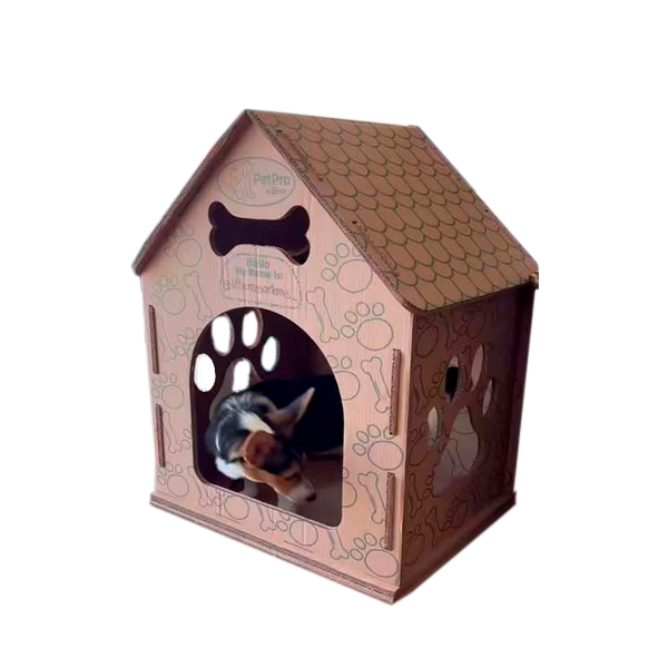 Cardboard Dog House No/Plush Bed Include Indoor, Modern Crate Alt., Sustainable Shelter. Large Dogs. Easy Assembly