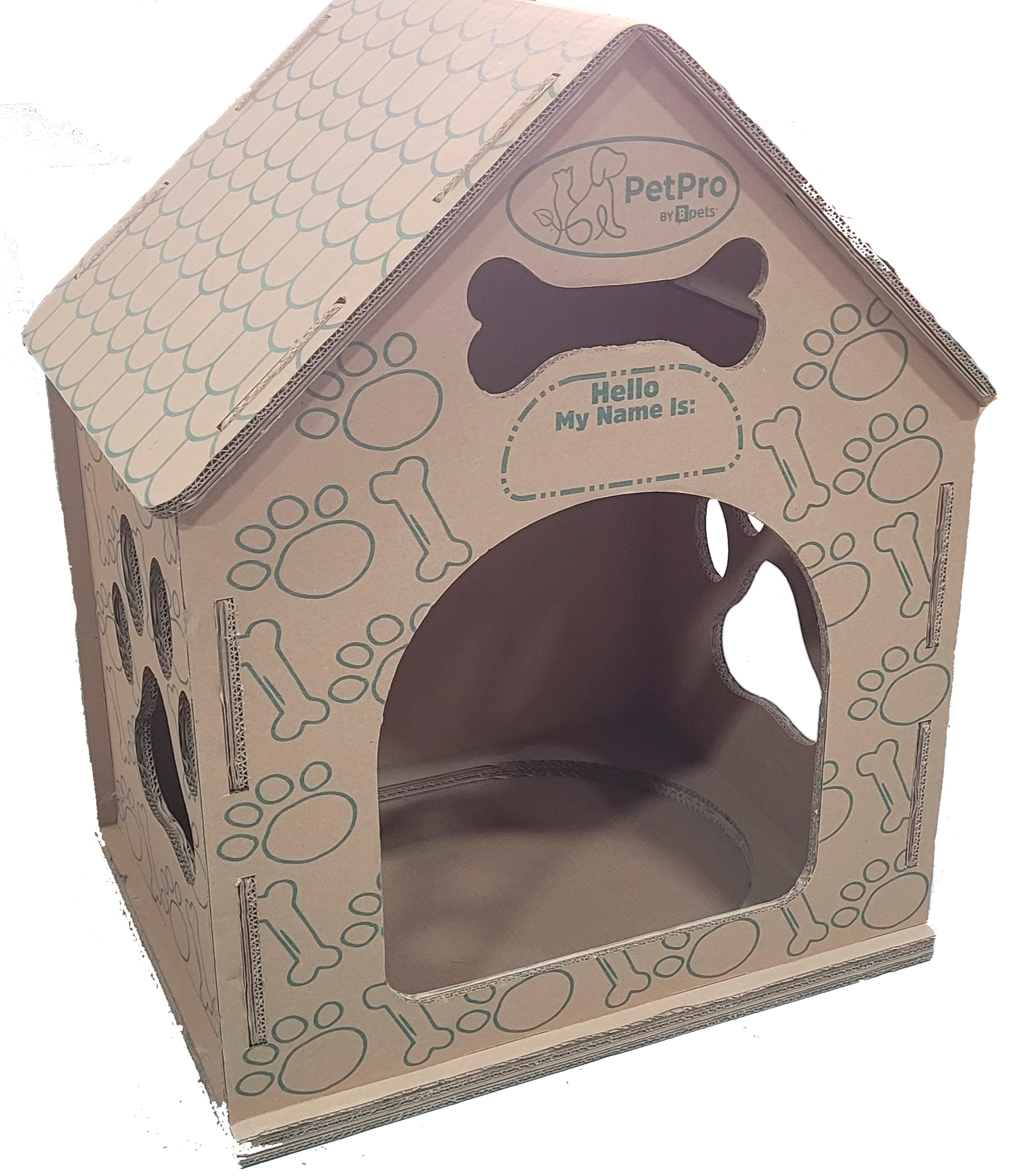 B Pet Eco-Friendly Cardboard Dog House! Indoor, Modern Crate Alt., Sustainable Shelter. Small/Med Dogs. Easy Assembly