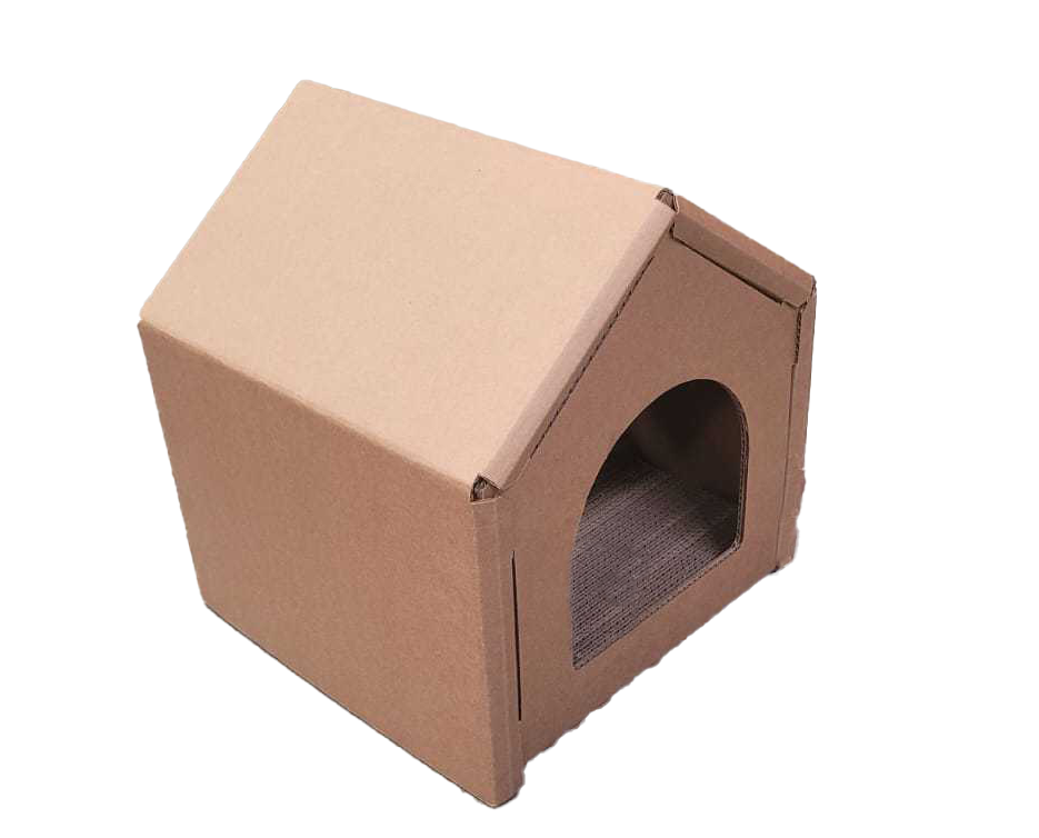 Cardboard Cat House - Small Design for Indoor Cats and Rabbits, Ideal for Small Living Spaces