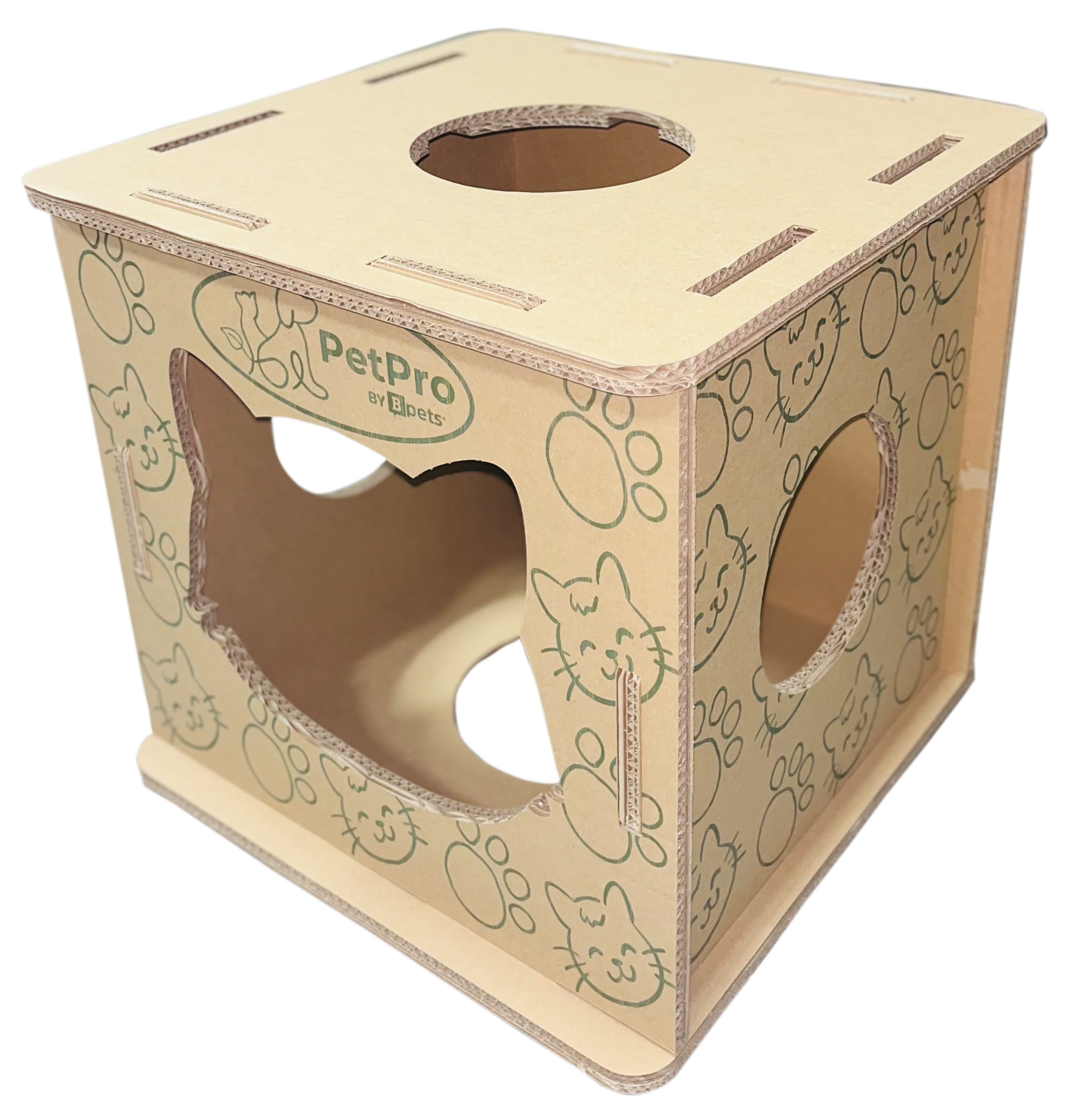 Corrugated Cardboard Cat Play Center, Scratching Box, Indoor Cat House, Cardboard Cat Condo, Cat Climber, Kitten Toy Box, Easy Assembly, Lightweight, Eco-Friendly Cat Furniture