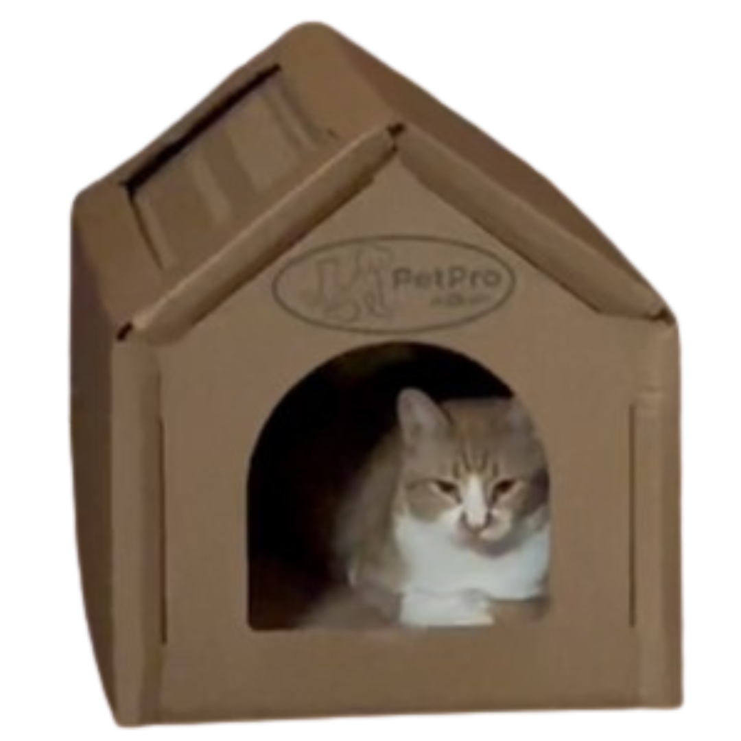 Cardboard Cat House - Small Design for Indoor Cats and Rabbits, Ideal for Small Living Spaces