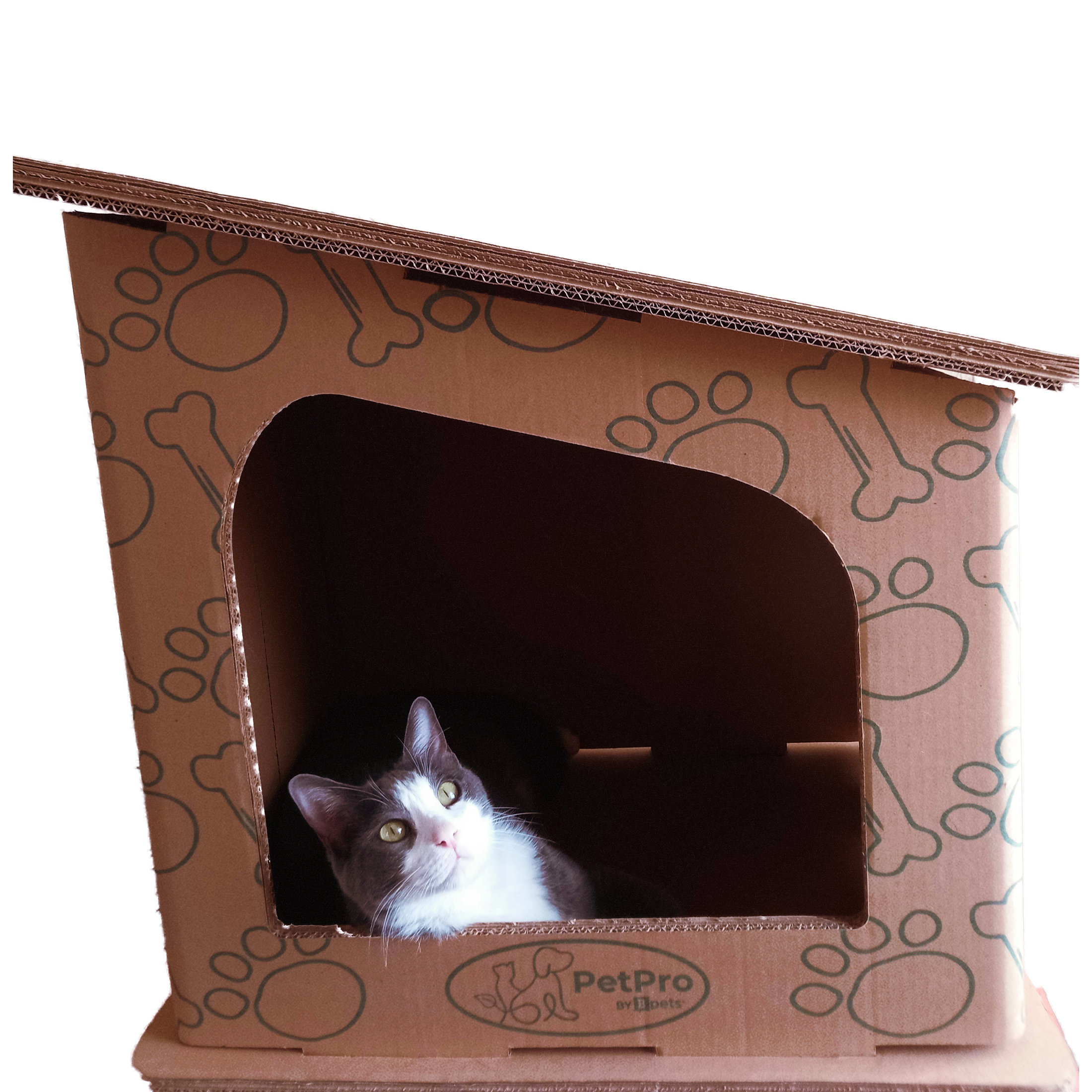 Cat House , Eco-Friendly Cardboard Cat House , Easy Assembly, and Indoor Hideaway