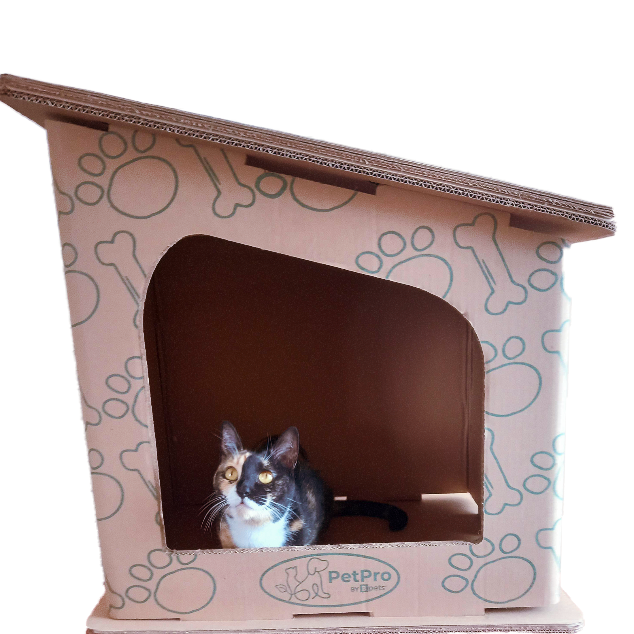 Cat House , Eco-Friendly Cardboard Cat House , Easy Assembly, and Indoor Hideaway