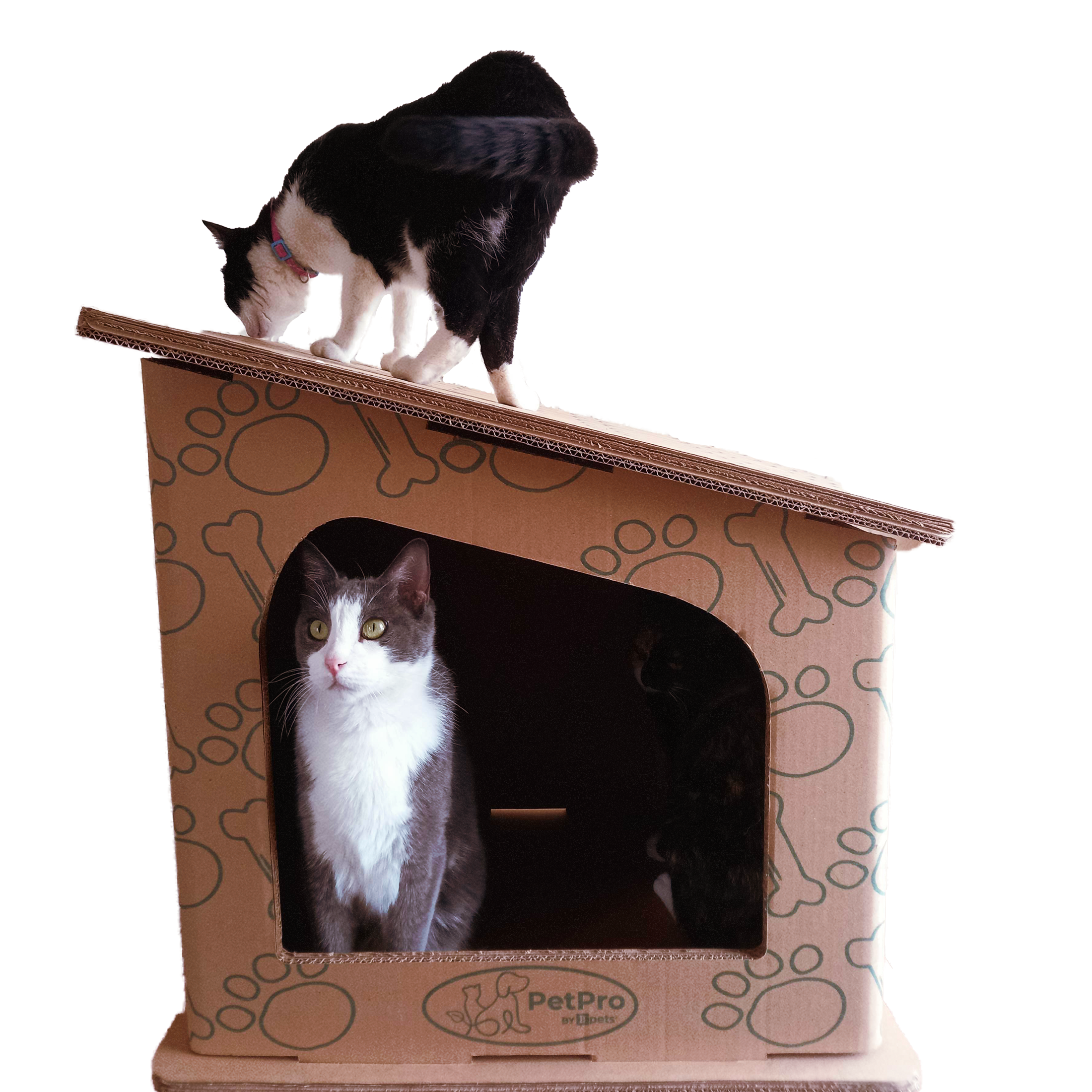 Cat House , Eco-Friendly Cardboard Cat House , Easy Assembly, and Indoor Hideaway