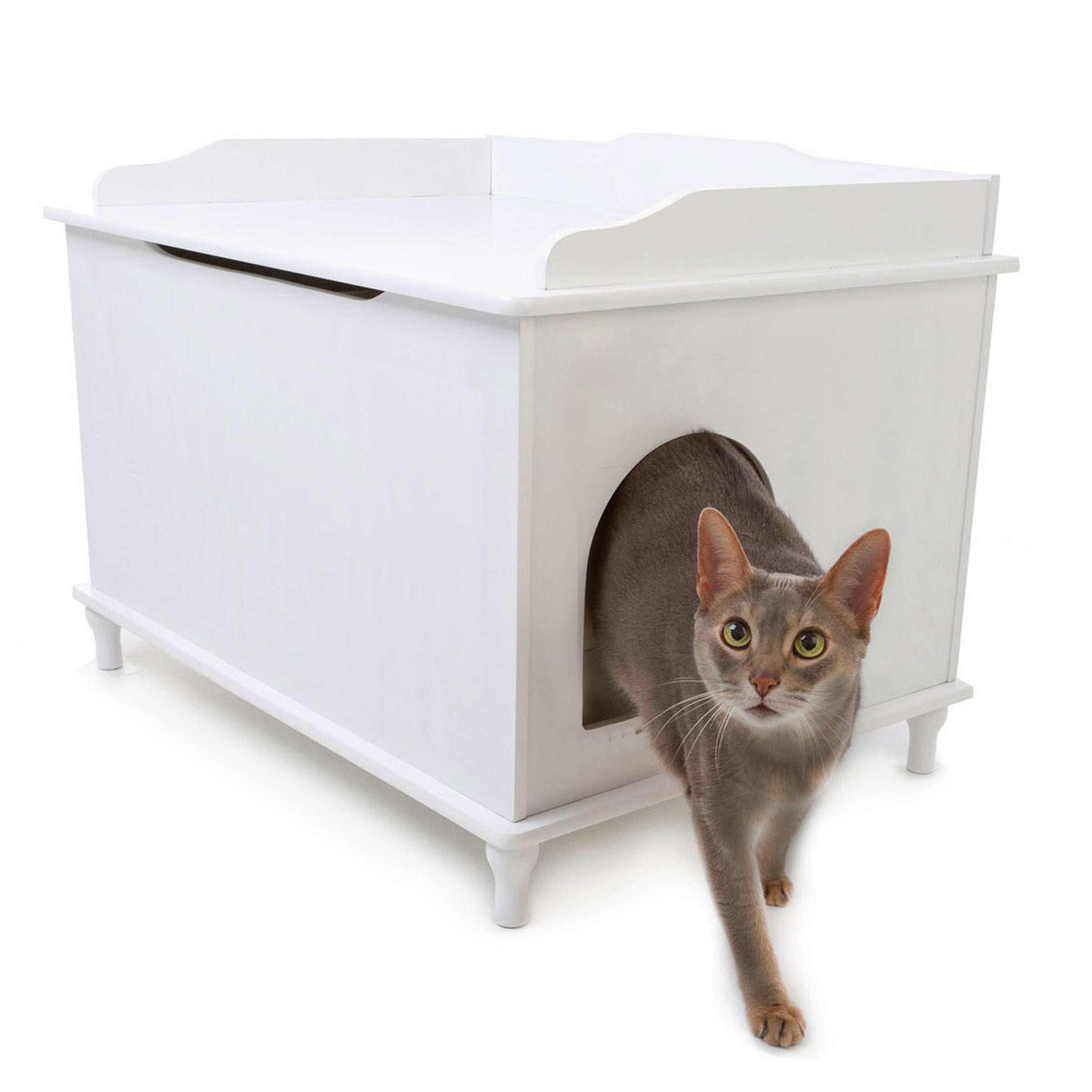 Designer Pet Products The Designer Catbox Litter Box Enclosure in White