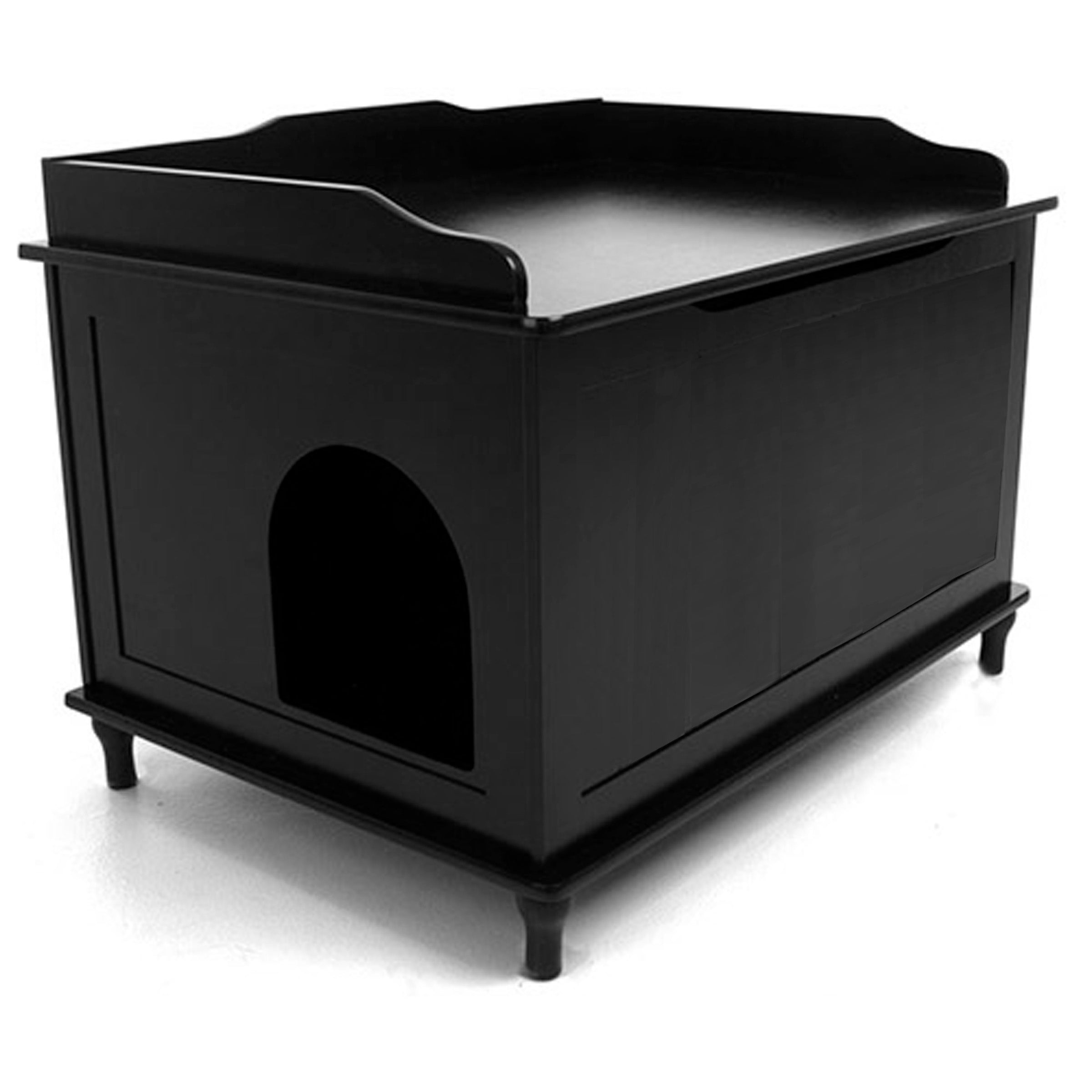 Designer Catbox Cat Litter Box Enclosure, Hidden, Dog-Proof Pet Furniture with Cover, Elegant, Covered, Odor Contained for Large Cats, Cat Litter Box Furniture with Lid, Cat Litter Boxes, Black