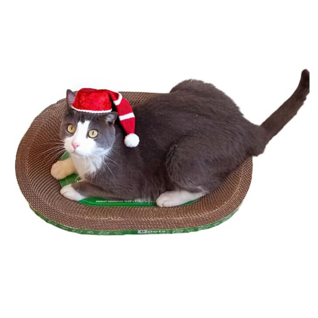 B- Scratcher Kitty Oval Scratcher, Cat Scratcher Cardboard Bed Lounge Couch for Indoor Cats Oval, Kitty Cat Scratching Pad Recycle Corrugate Scratcher Long Lasting Furniture