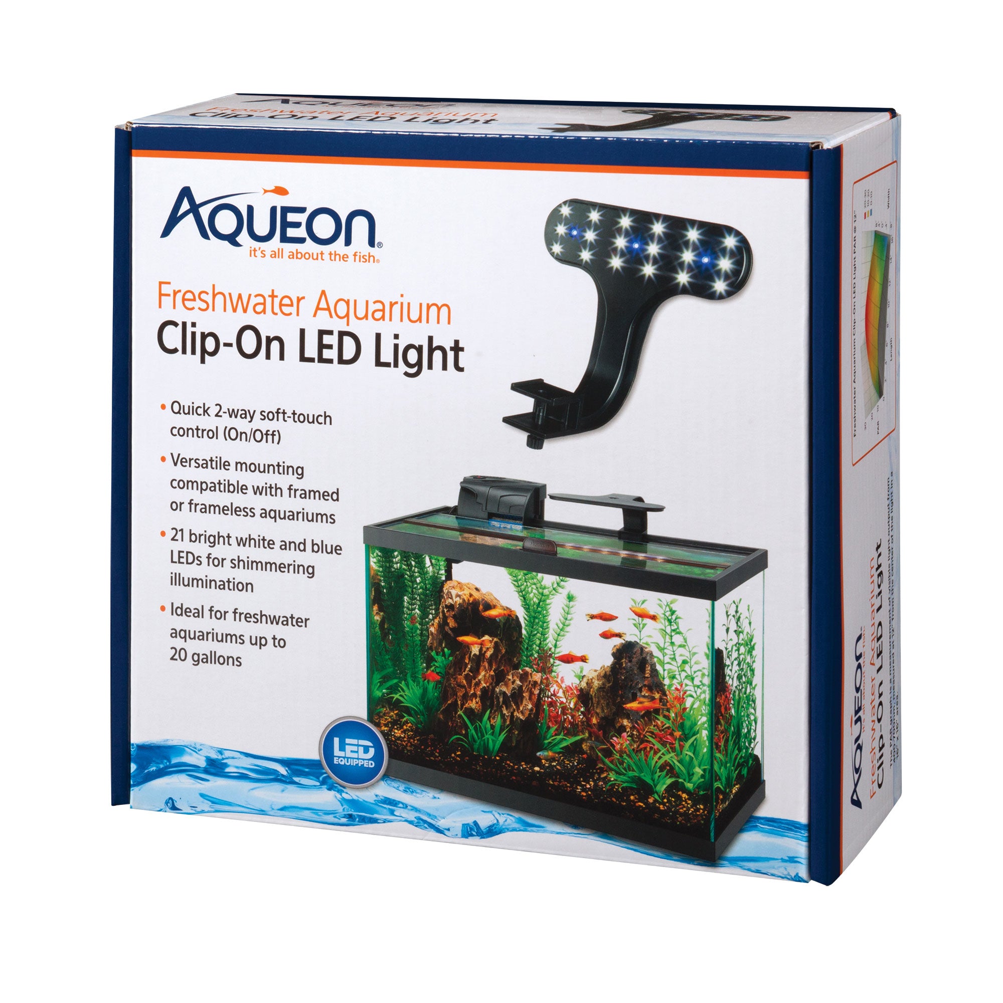 Aqueon Fish Tank Clip On LED Lights 2 Way Control