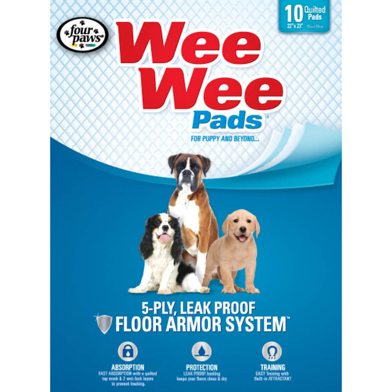 Four Paws Wee-Wee Pads 10 pack White 22″ x 23″ x 0.1″ – 100534711