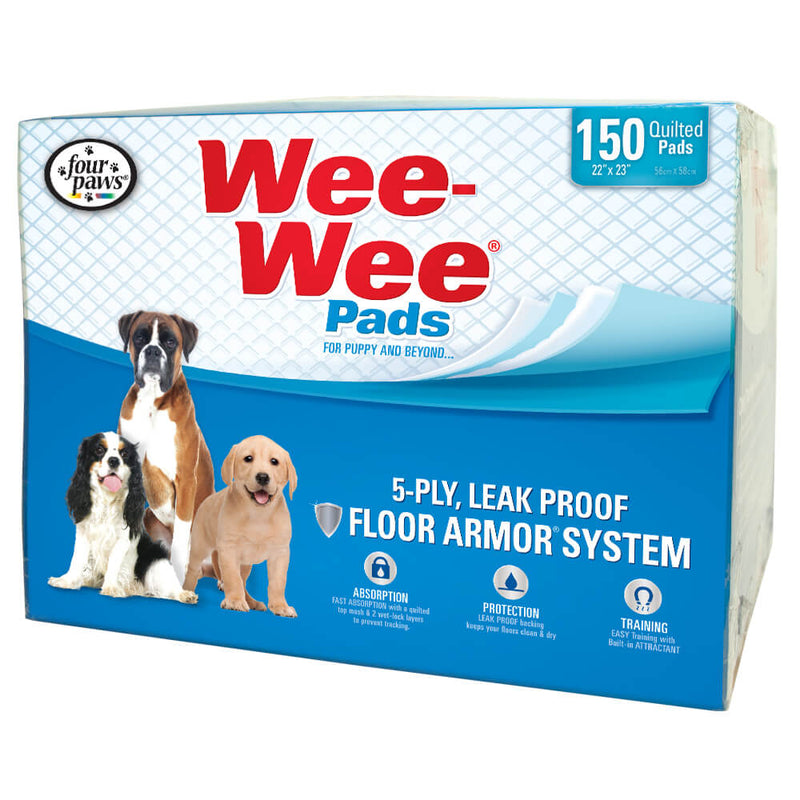 Four Paws Wee-Wee Pads 150 pack White 22″ x 23″ x 0.1″ – 100534715