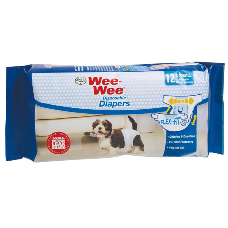 Four Paws Wee-Wee Disposable Diapers 12 pack Extra Small White – 100534739