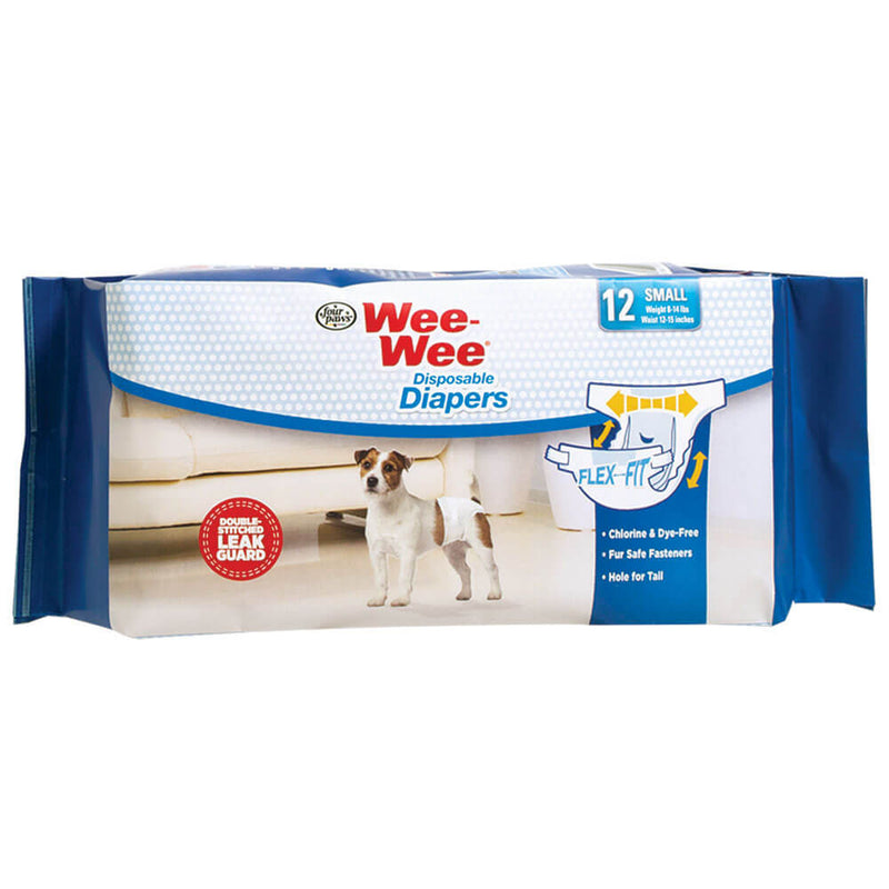 Four Paws Wee-Wee Disposable Diapers 12 pack Small White – 100534770