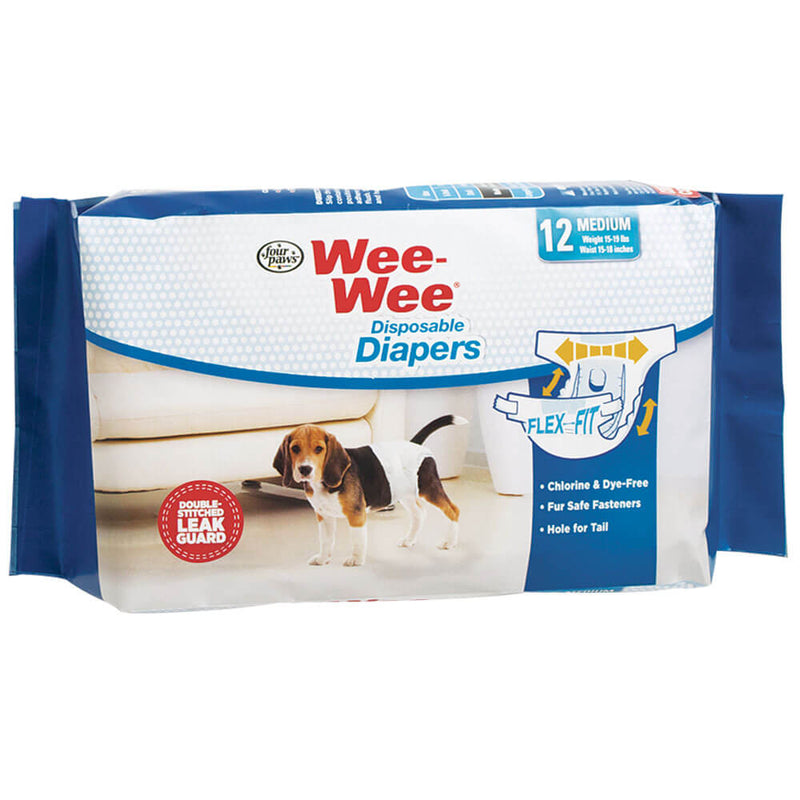 Four Paws Wee-Wee Disposable Diapers 12 pack Medium White – 100534771