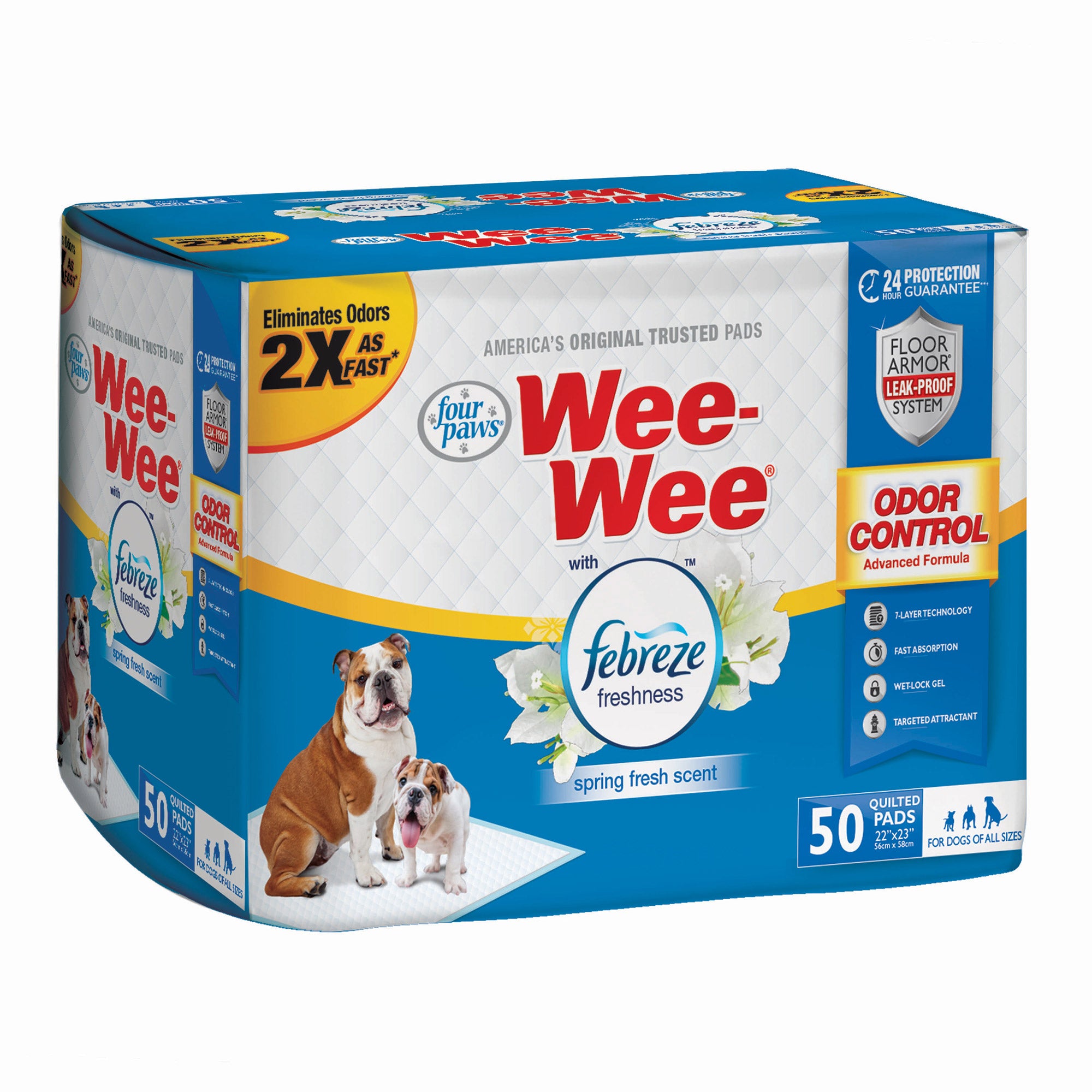 Four Paws Wee-Wee Odor Control with Febreze Freshness Pads 50 count White 22″ x 23″ x 0.1″ – 100534946