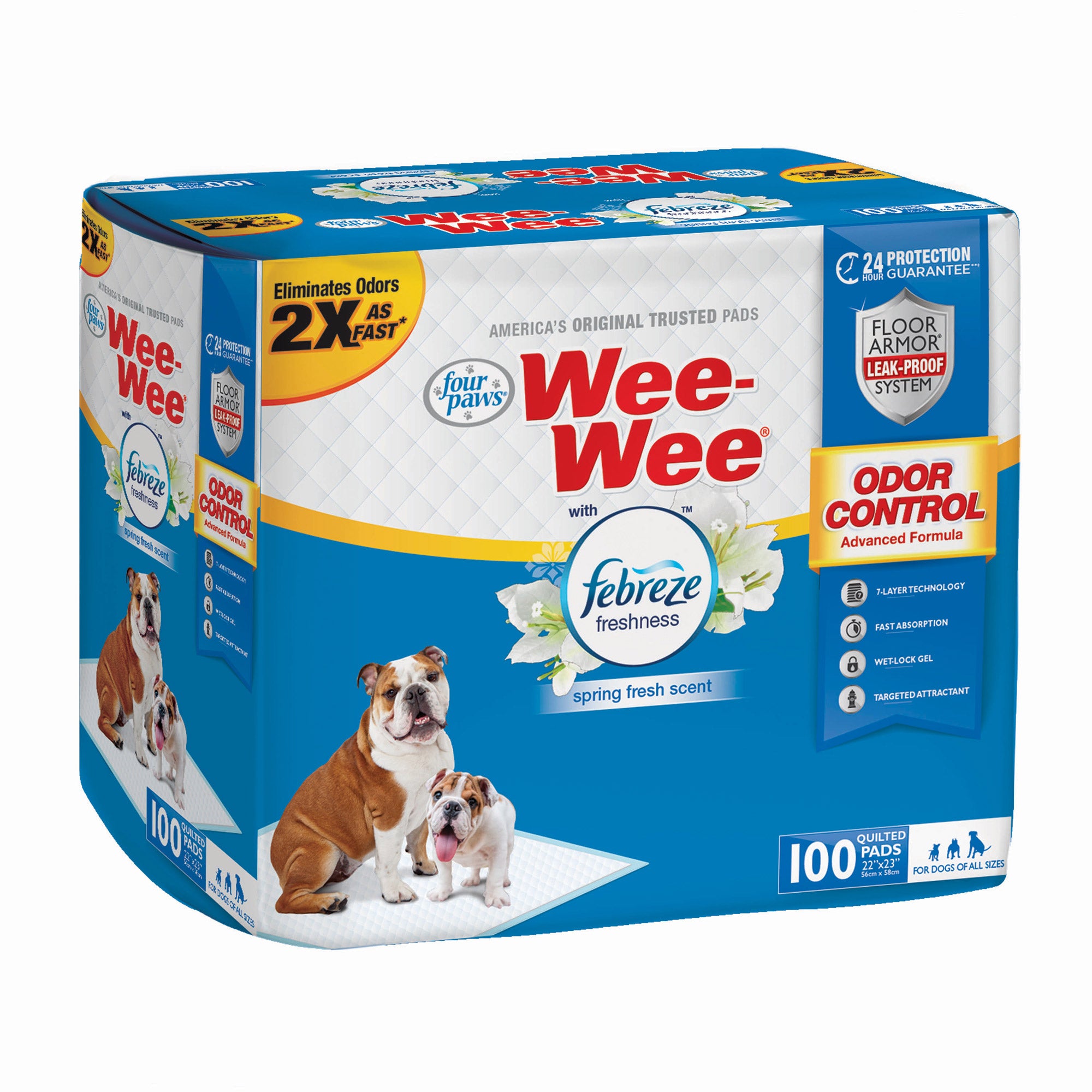 Four Paws Wee-Wee Odor Control with Febreze Freshness Pads 100 count White 22″ x 23″ x 0.1″ – 100534947