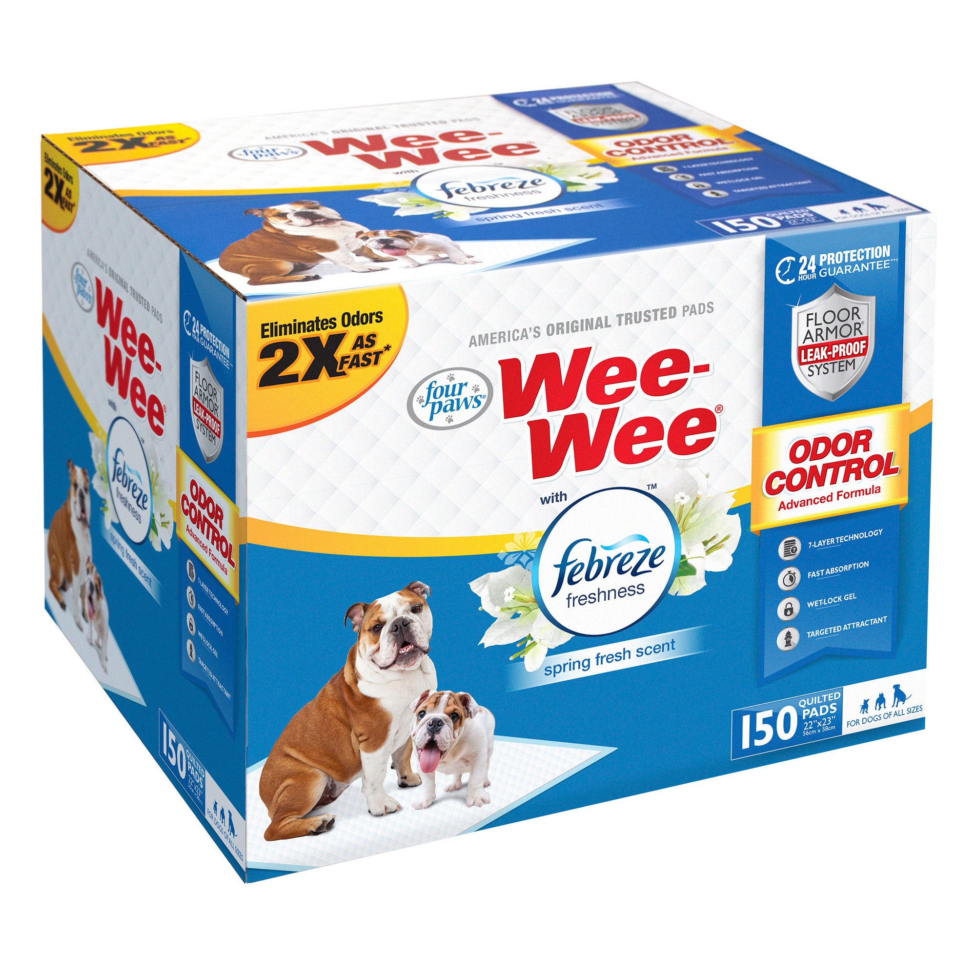 Four Paws Wee-Wee Odor Control with Febreze Freshness Pads 150 count White 22″ x 23″ x 0.1″ – 100534948