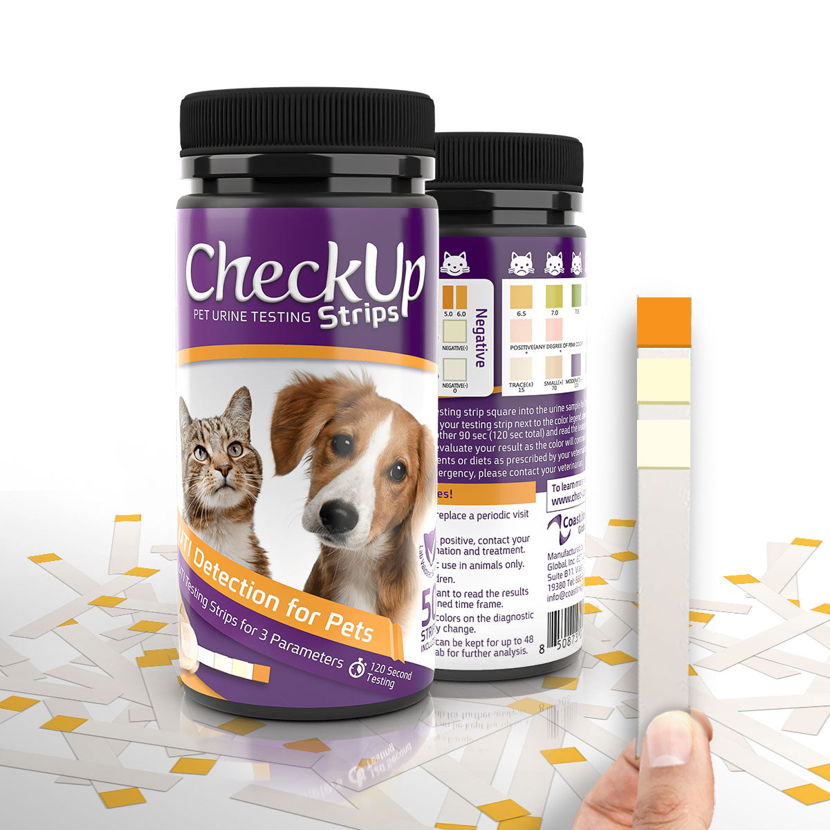Coastline Global CheckUp Dog and Cat Urine Testing Strips for Detection of UTI
