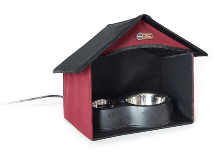 K&H Pet Products Outdoor Kitty Dining Room Red 14″ x 20″ x 16.5″ – KH4936