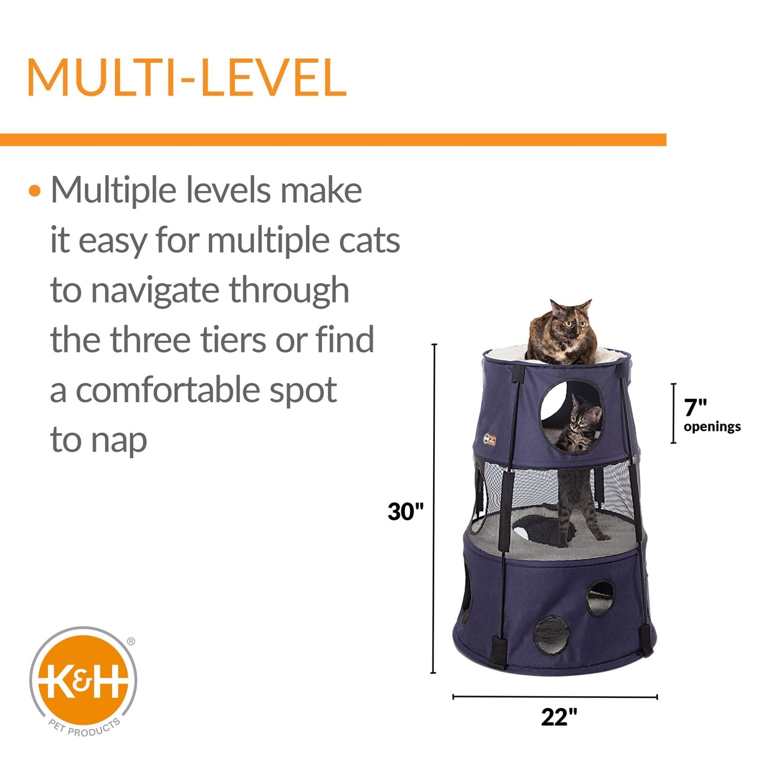 K&H Pet Products Kitty Tower Dark Denim 22″ x 22″ x 30″ – KH4945