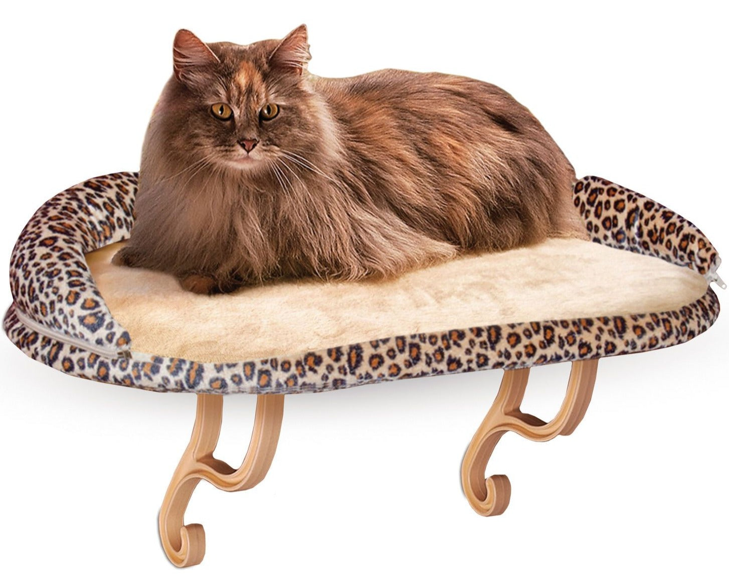 K&H Pet Products Deluxe Kitty Sill with Bolster Leopard 14″ x 24″ x 10″ – KH9097