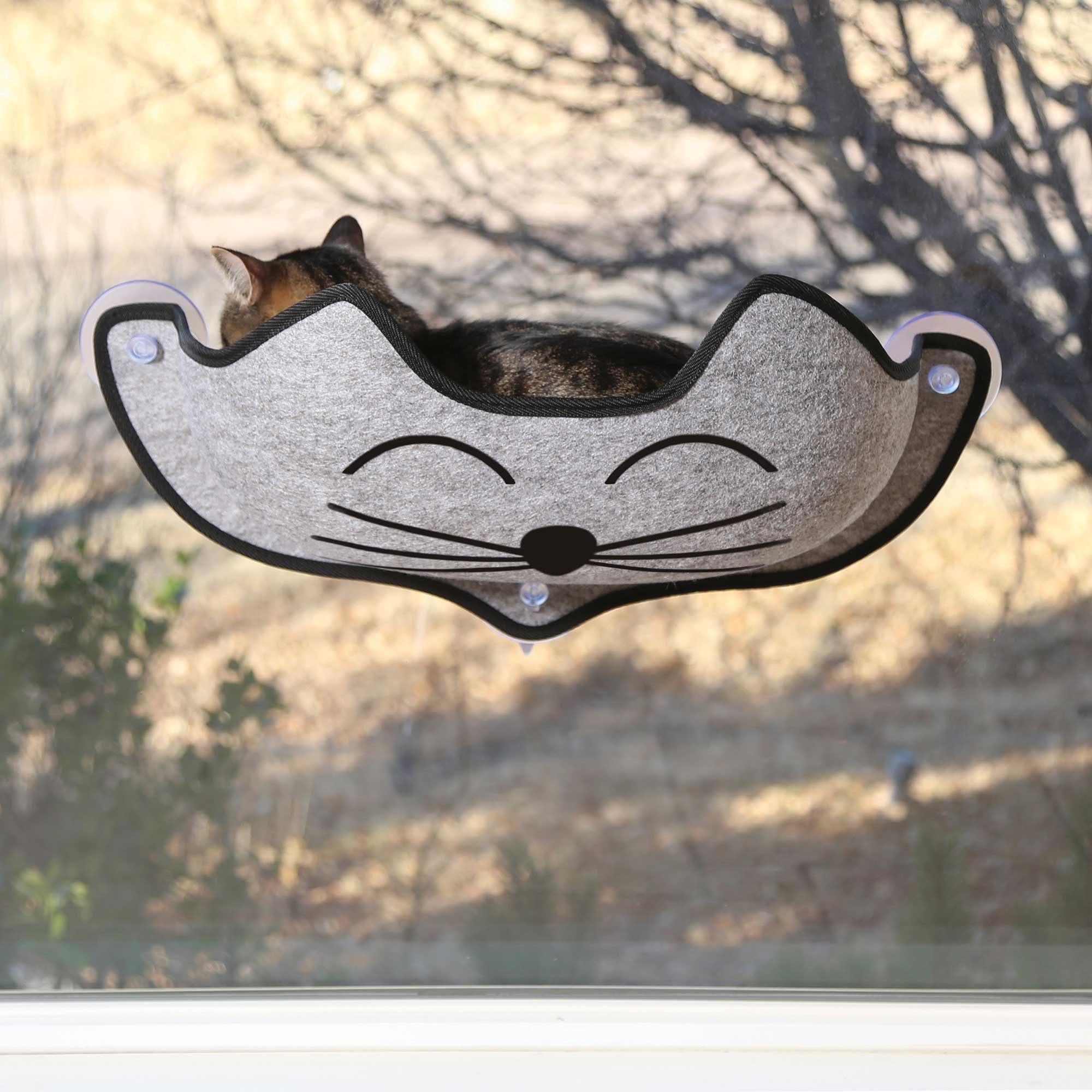K&H Pet Products EZ Mount Kittyface Window Bed Gray 27″ x 8″ x 11″ – KH9185