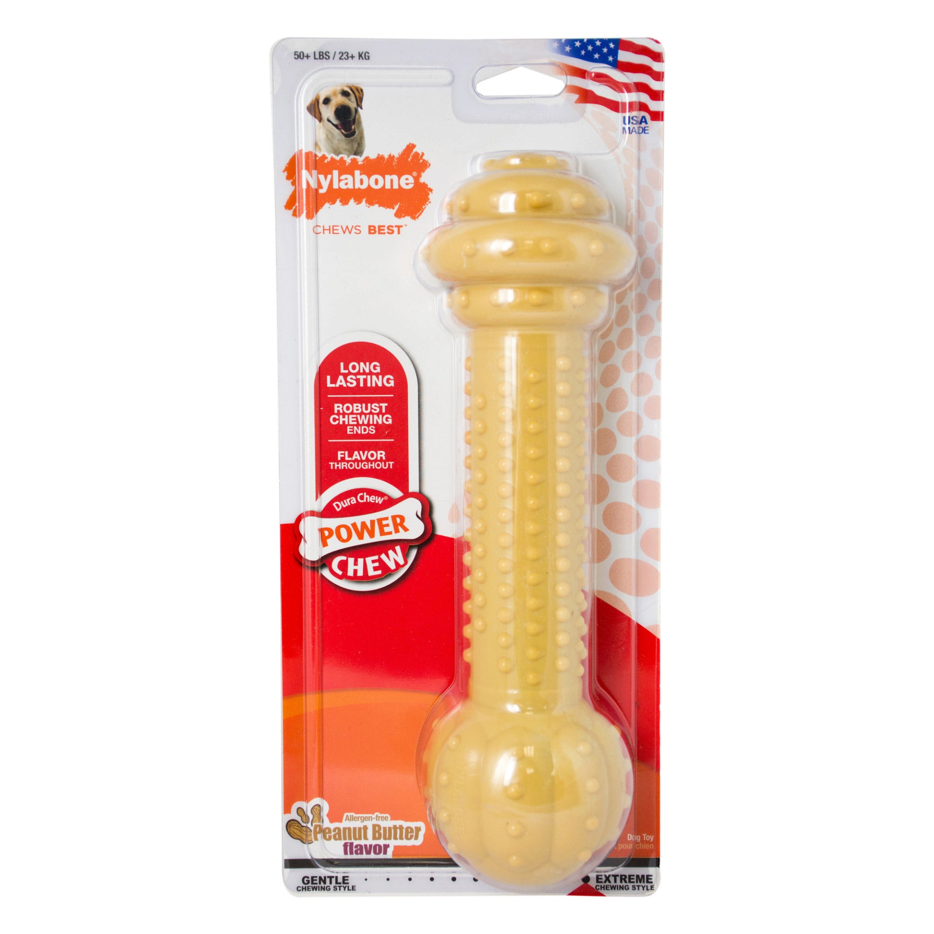 Nylabone Power Chew Barbell Peanut Butter Dog Toy