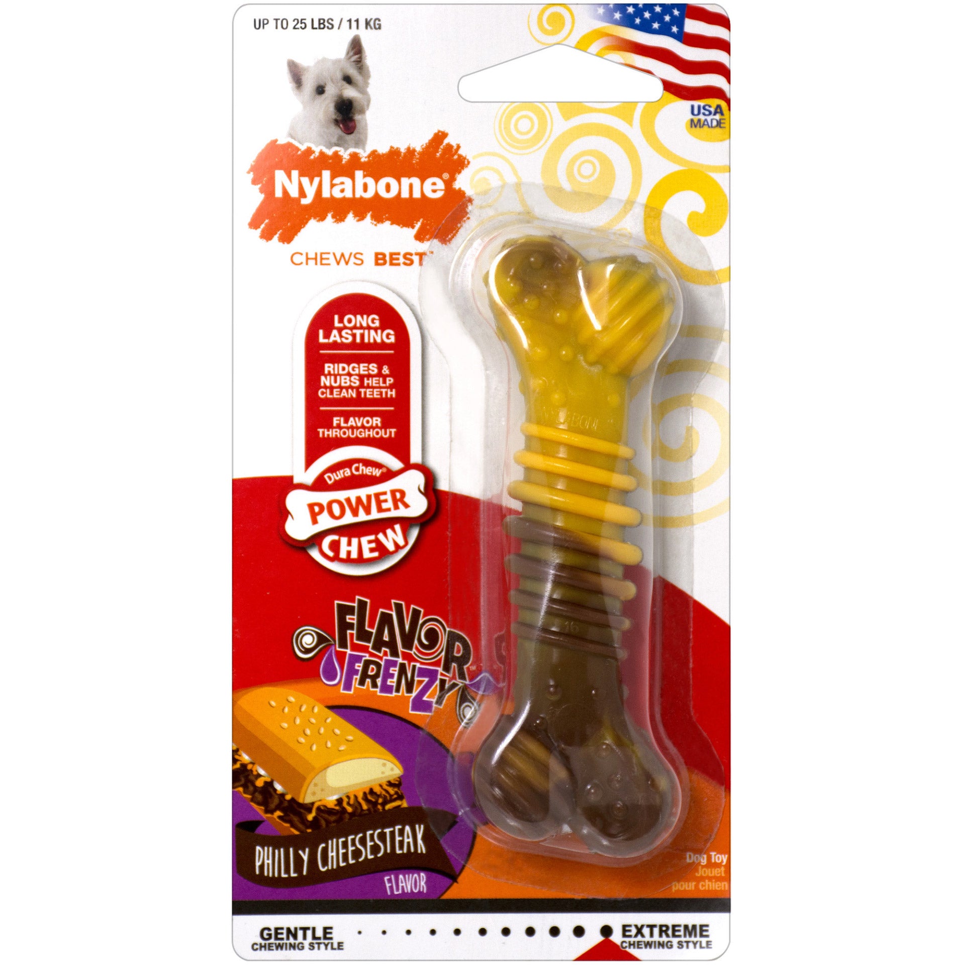 Nylabone Flavor Frenzy Power Chew Dog Toy Cheesesteak
