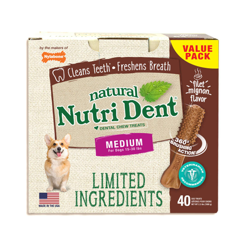 Nylabone Nutri Dent Limited Ingredient Dental Chews Filet Mignon Medium