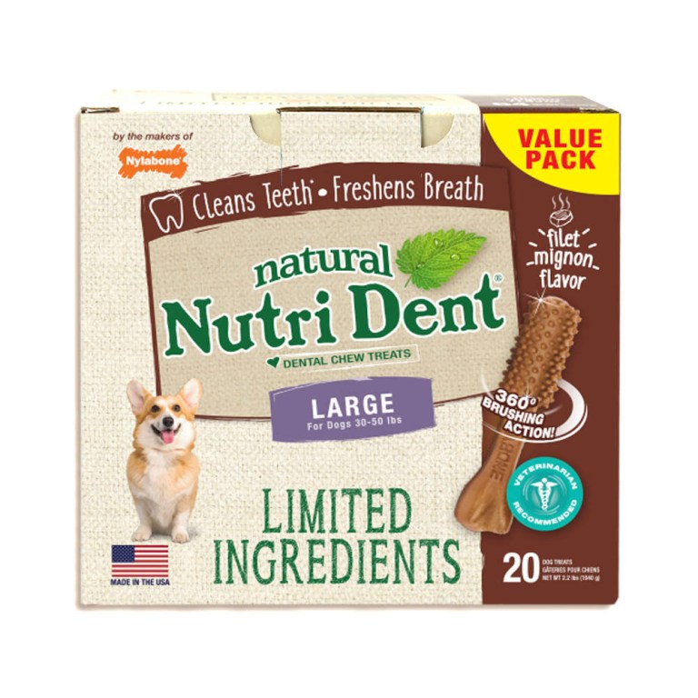 Nylabone Nutri Dent Limited Ingredient Dental Chews Filet Mignon Large