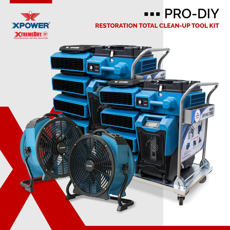 XPOWER XtremeDry® Pro-DIY Restoration TOTAL Clean-Up Tool Kit