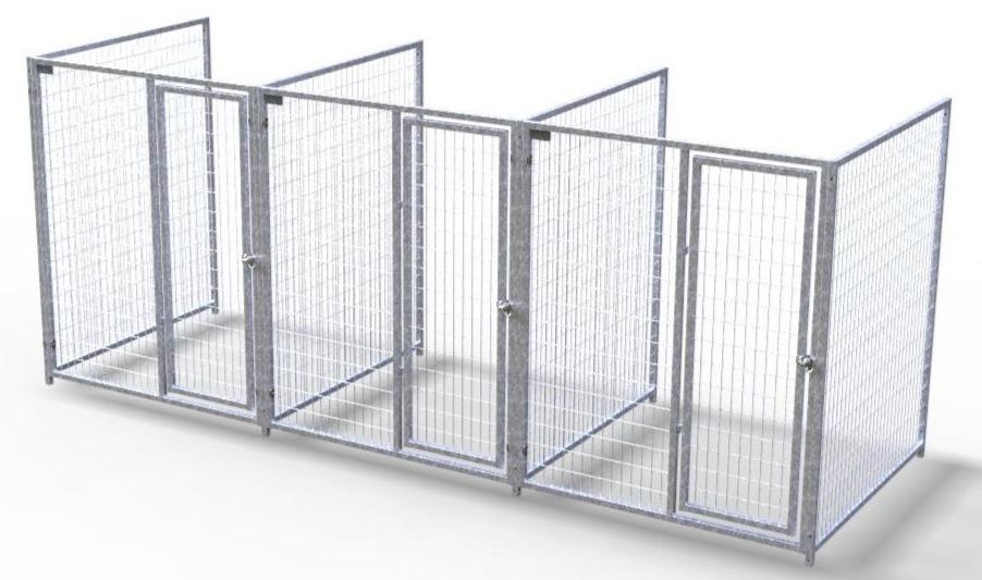 TK Products Pro-Series Backless Multi-Run Dog Kennels 5’x4′ w/ Stainless steel hardware.