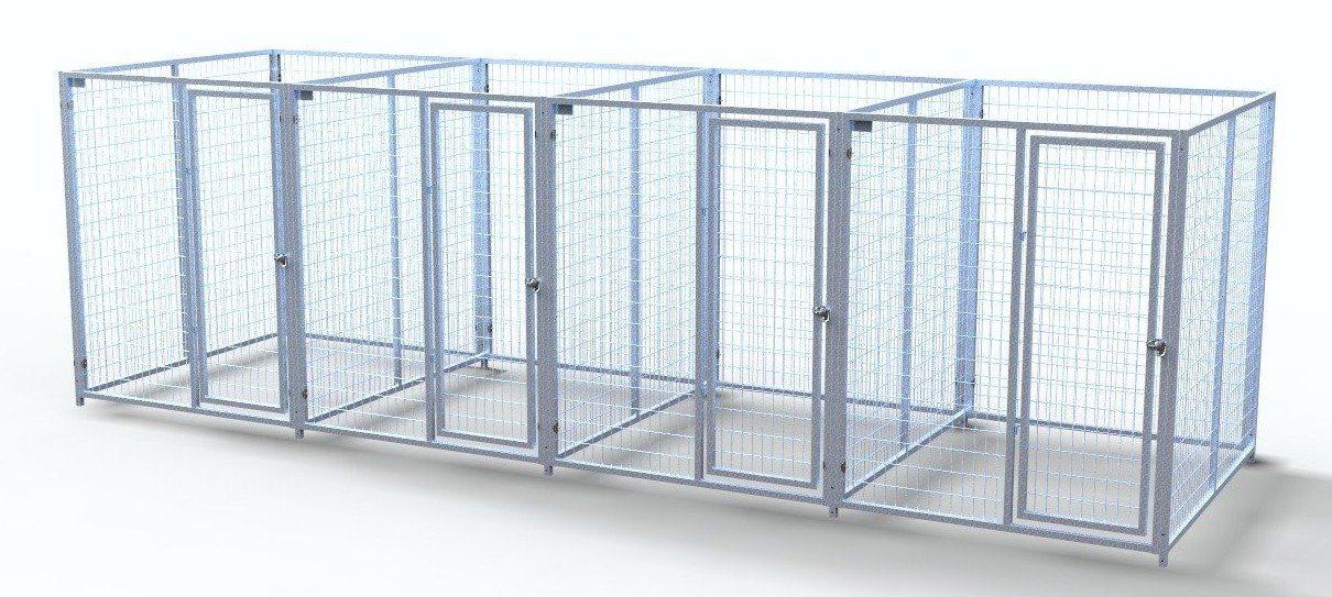 TK Products Pro-Series Enclosed Multi-Run Dog Kennels 4’x8′ w/ Stainless steel hardware.