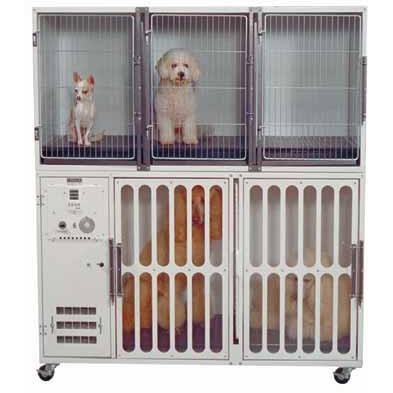 Edemco F500 Double Dog Dryer Cage with Floor Grill and Grooming Arm