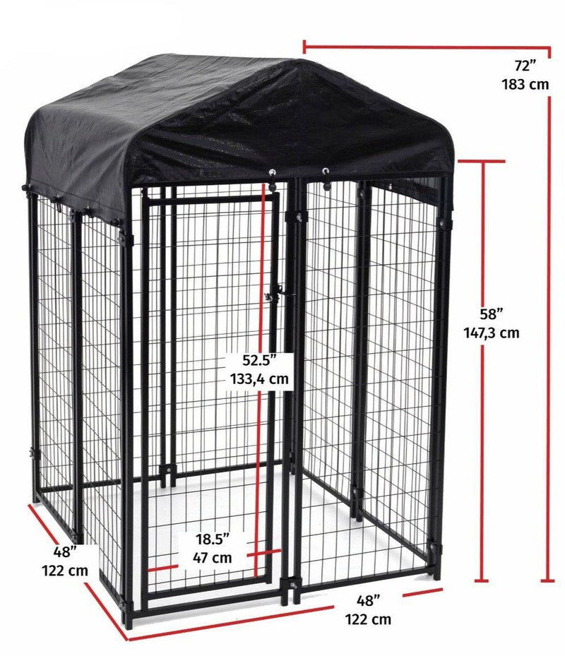 Lucky Dog 4'W x 6'H Outdoor Pet Kennel with Cover